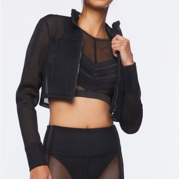 Forever21 Active Mesh Zip-Up Cropped Jacket - Picture 2 of 4